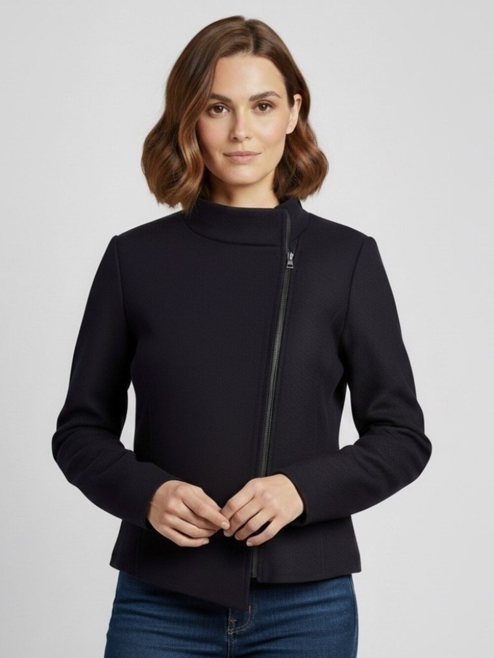 Sarah Pacini Navy Blue Light Merino Wool Jacket - Small, made in Italy 🇮🇹